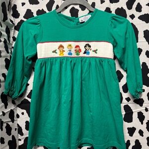 Little Girls Holiday Dress with Embroidered Princesses
